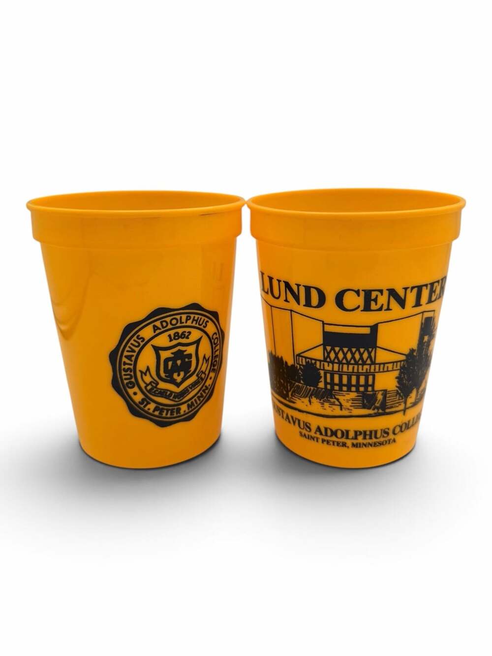 Gustavus Adolphus College Lund Center Plastic Stadium Cups Set of 2